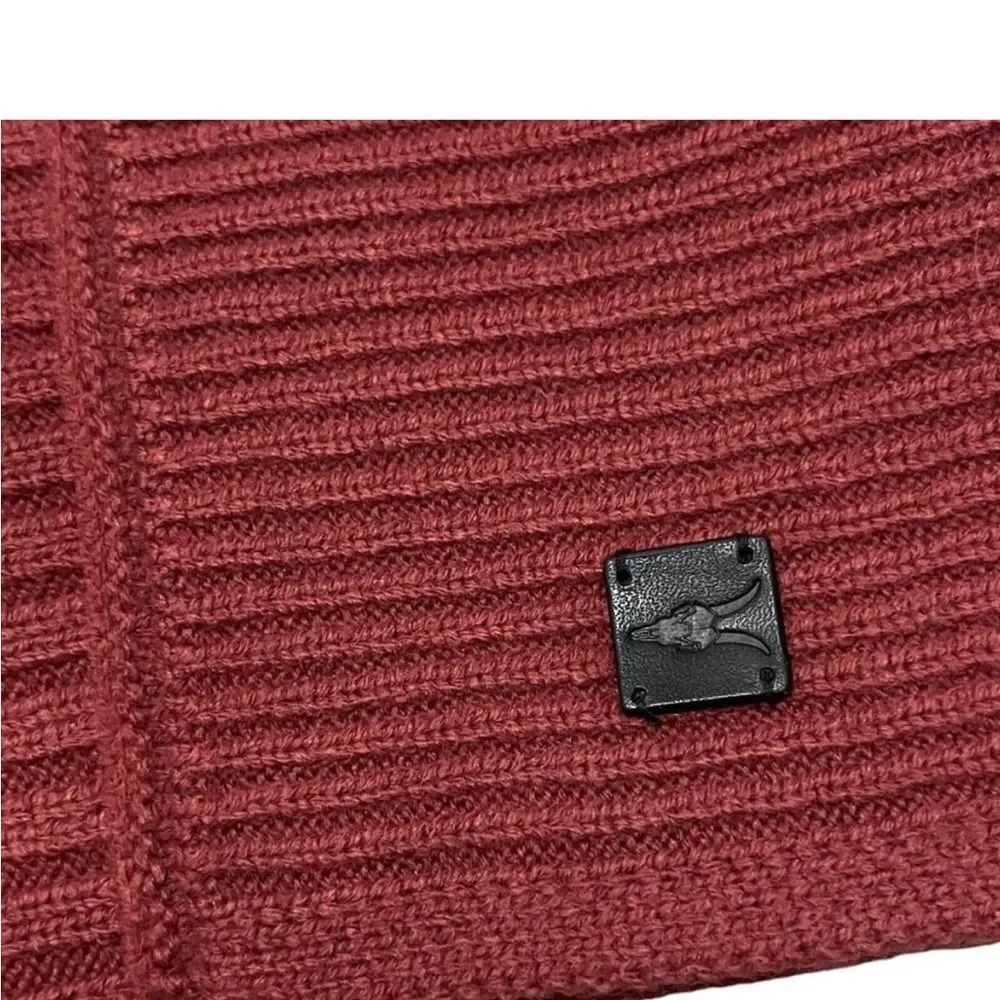 ALL SAINTS NWT Ribbed Knit Rib Mix Wool Blend Scarf Sienna Red 86